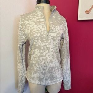 Gray and White Quarter-Zip Pullover